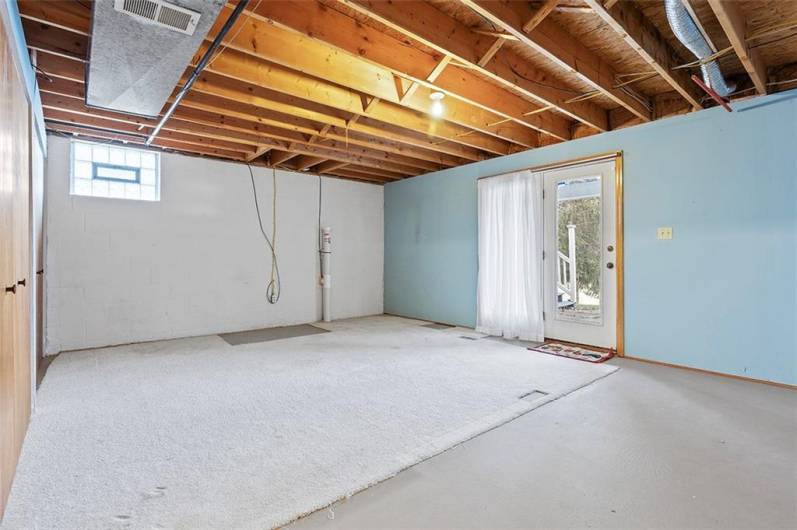 Partially finished walkout basement