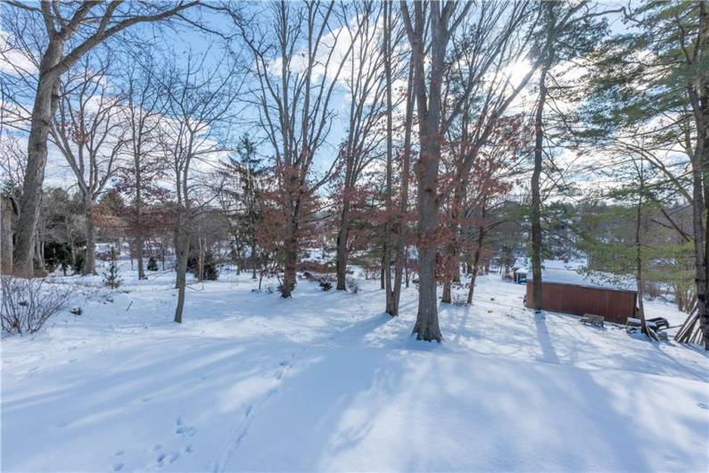 It is like a park.  Watch all of the deer walk through, while drinking your coffee on the deck.