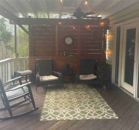 Many temperate days and evenings will be spent out on this beautiful covered deck.