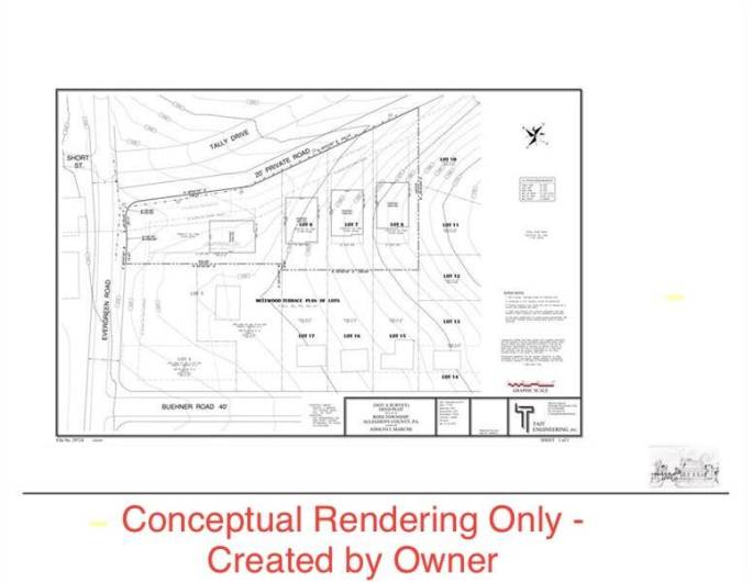 Conceptual rendering created by owner many years ago, depicting his vision for subdividing the lot and creating home sites.