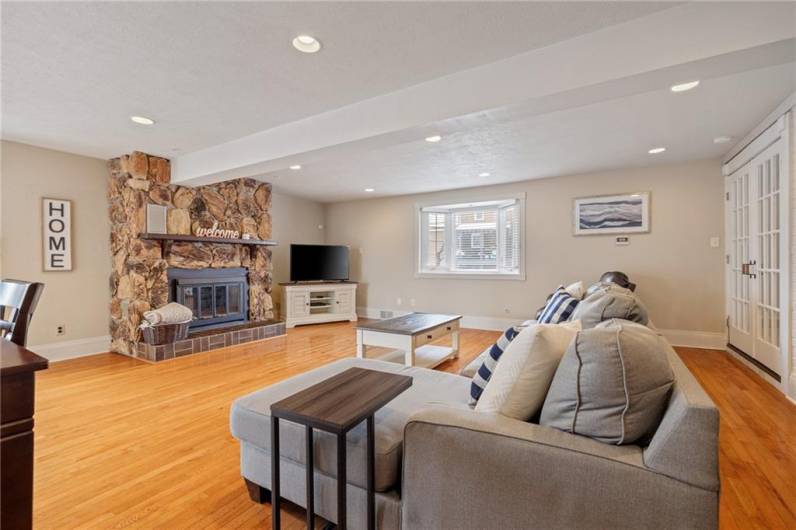 Awesome family room with log burning fireplace