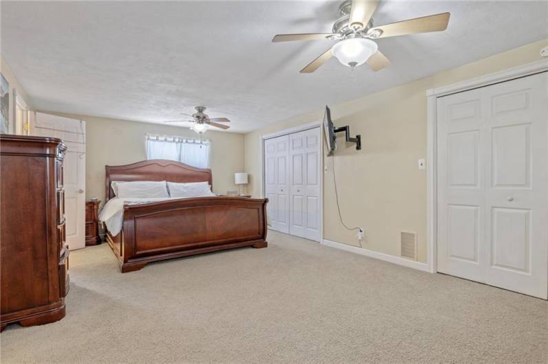 Second story Master suite showing double lighted closets