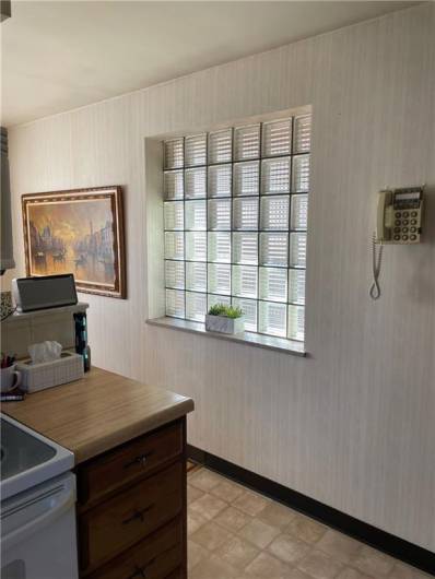 Beautiful Glass Block Window in the Dining Area