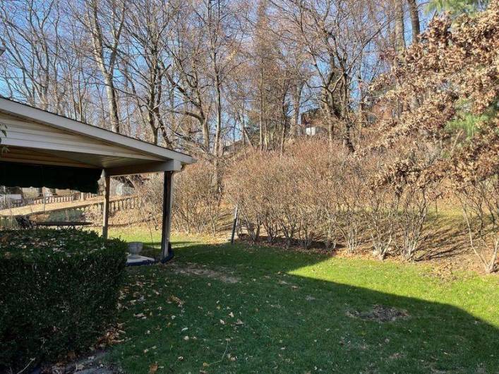 Huge covered rear patio. Yard is so very nice.