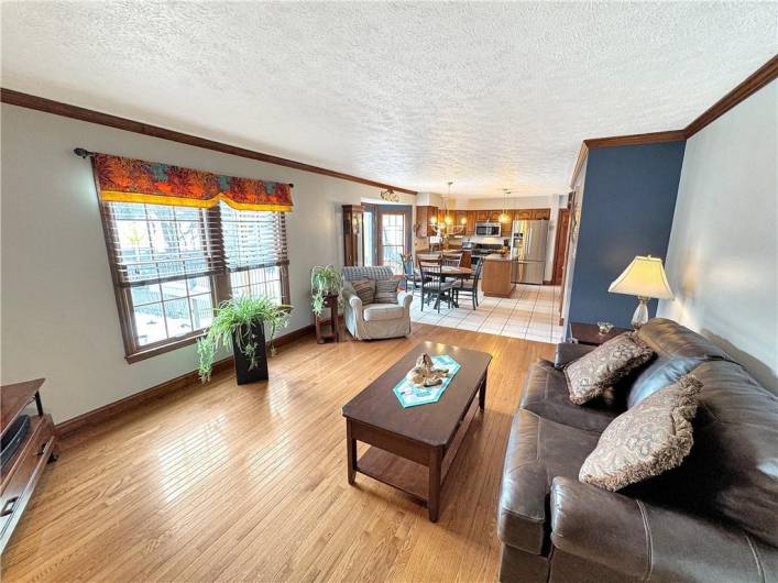 Open family room and kitchen.