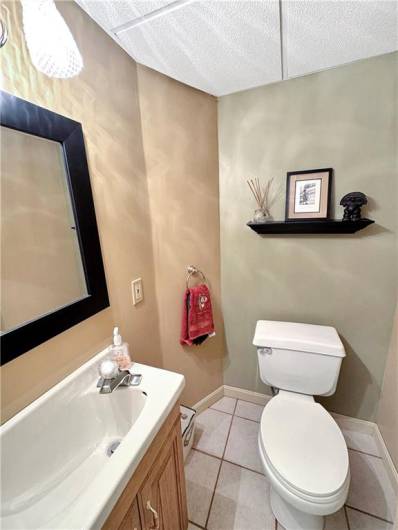 Powder room on the lower level.