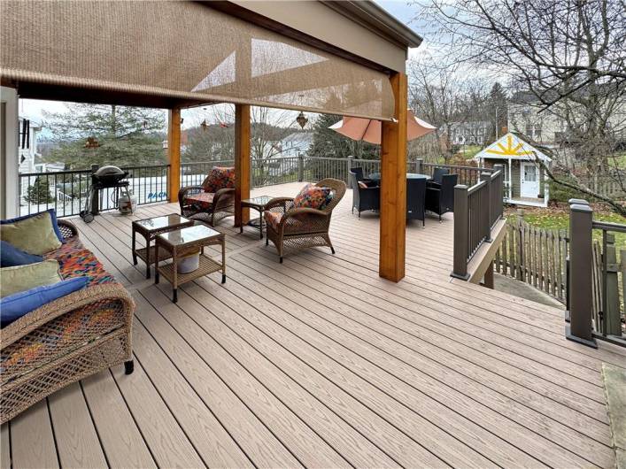 Spectacular rear deck is partially covered.