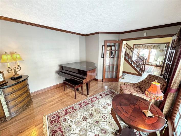 The living room could alternatively be used as a home office.