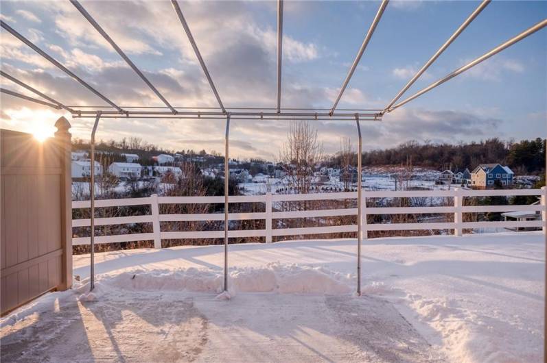 Even in the winter, the rear patio offers a gorgeous sunset view