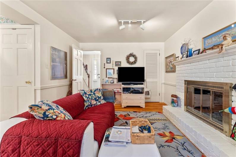 The family room with a cozy gas fireplace, so nice for these cold winter days!