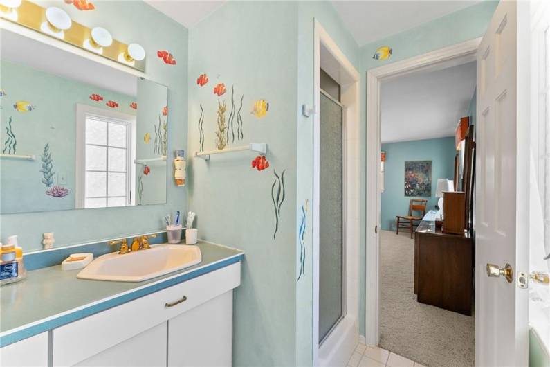 The master bath with a standup shower