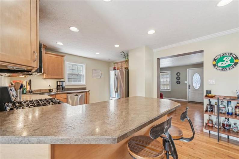 view of kitchen from built in pantry wall