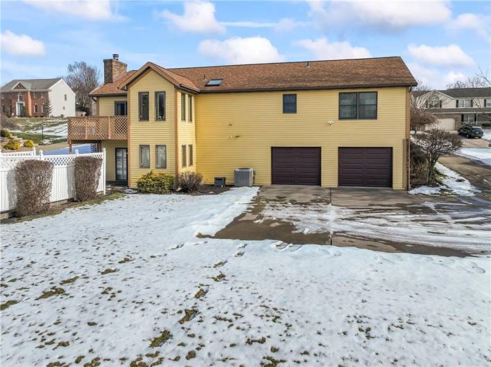 Two car garage and back yard