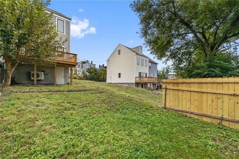 Sizeable and partly fenced backyard