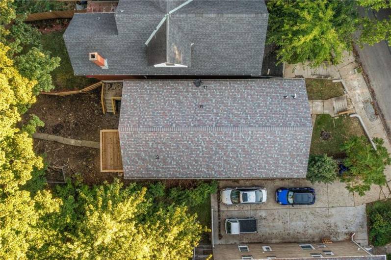 Aerial View of the building showing the new roof.