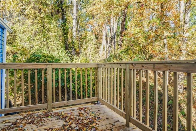 Private deck off of upstairs bedroom.