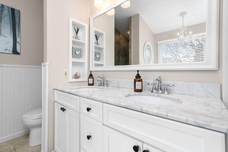 dual vanity in the primary bathroom