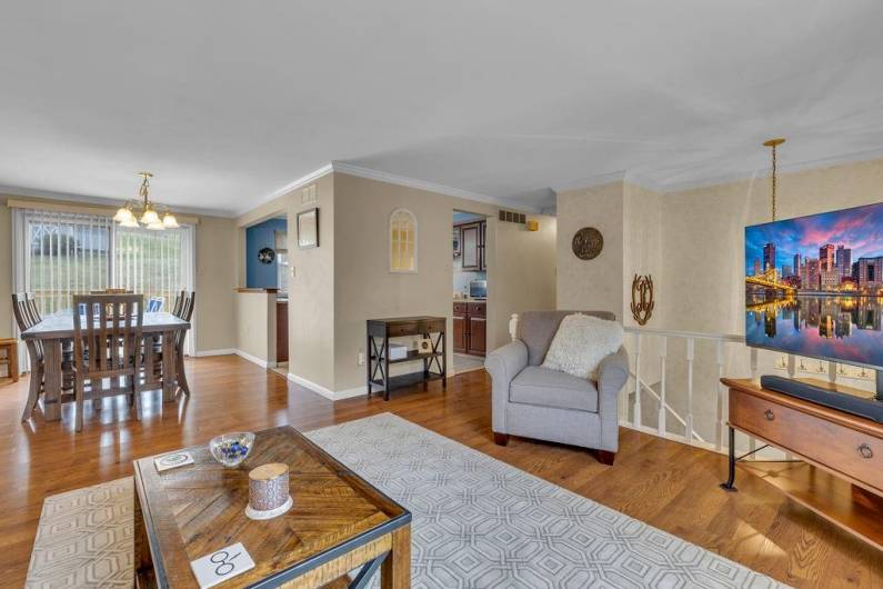 Living room is open to the dining room and easily accessible to the kitchen.