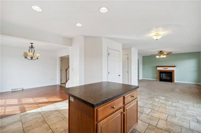 Kitchen open into Dining and Living Rooms