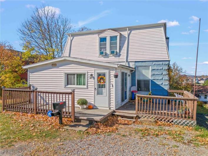 Sliding doors lead to the deck