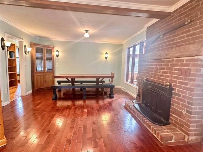 Large Dining room with fireplace