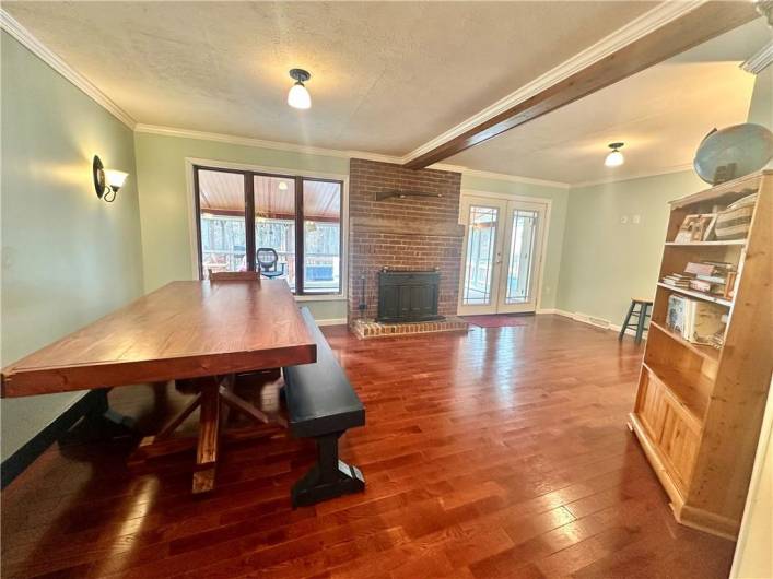 Dining room with fireplace