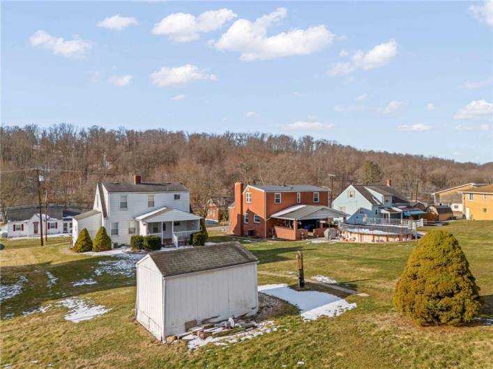 View from the back of the home, pictured from the additional parking area.