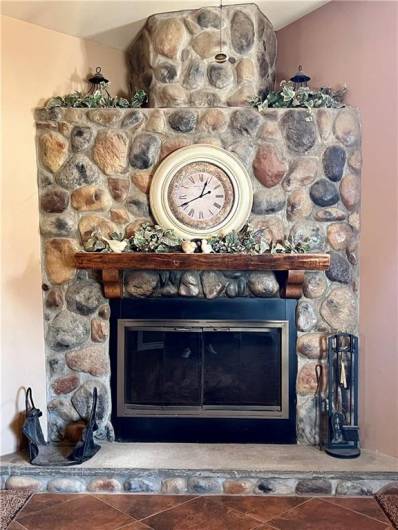 Stone fireplace