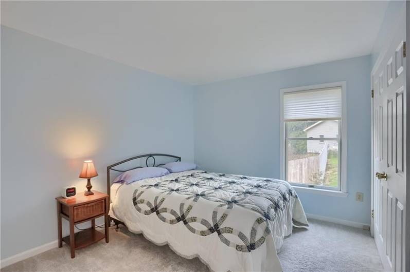 The main level provides a guest spacious bedroom with large windows flooding the room with natural light.