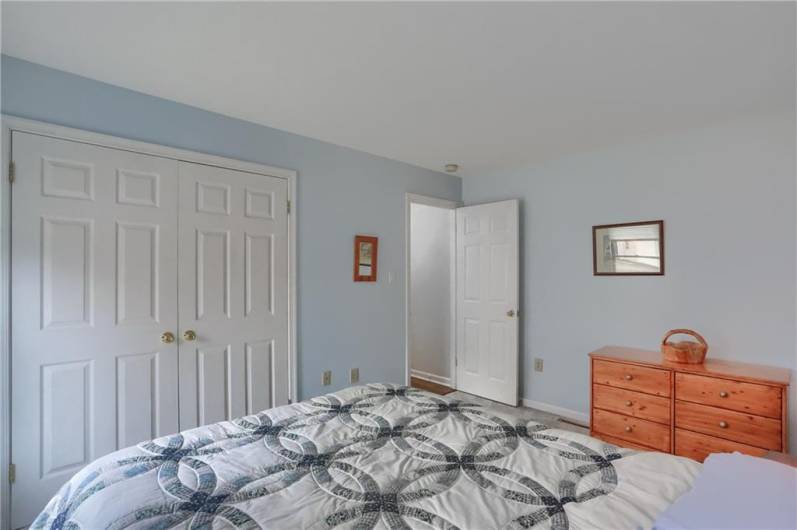 The main level guest spacious bedroom has ample storage.