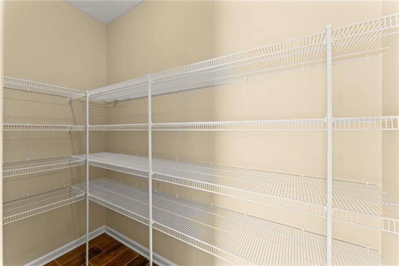 Enormous 8x5 Walk-in Pantry w/ Shelving all the way around!