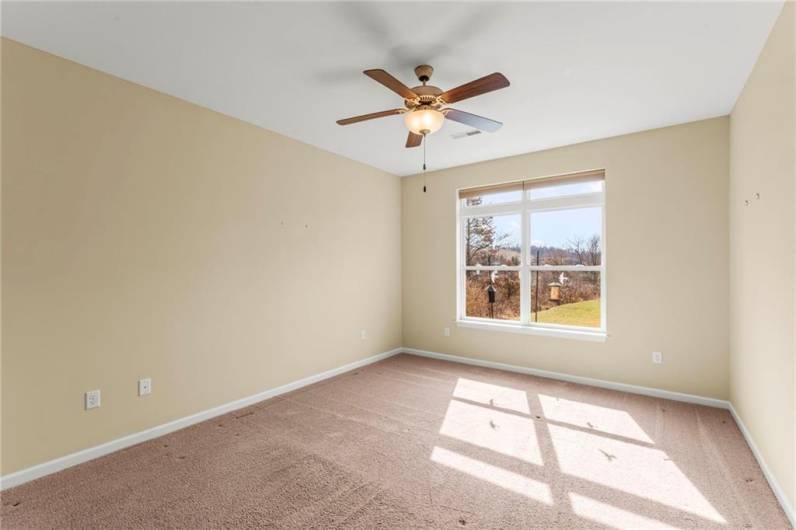 Another View of Master Bedroom w/ Ceiling Fan Light & Window to Private Back Yard