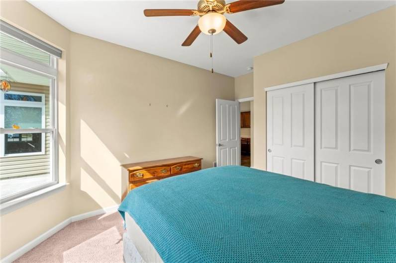 Another View of 2nd Bedroom w/ Ceiling Fan Light & Double Closet