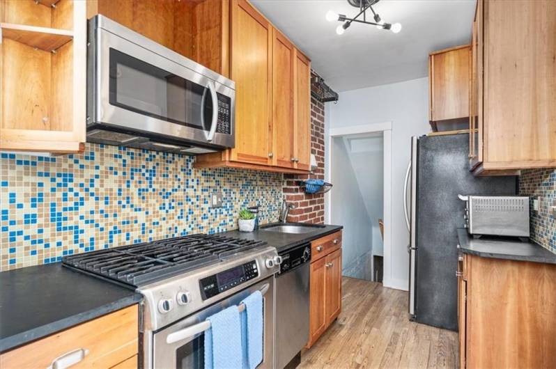 Updated kitchen with stainless steel appliances