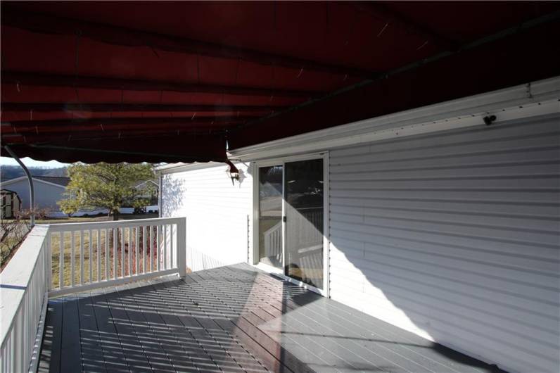 Quality Trex Decking & Vinyl Railing on 15x9 Side Porch w/ Awning for shade