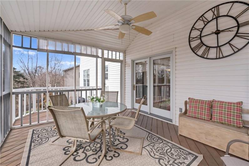 The newly screened covered deck offers an uncovered portion that is ideal for grilling!