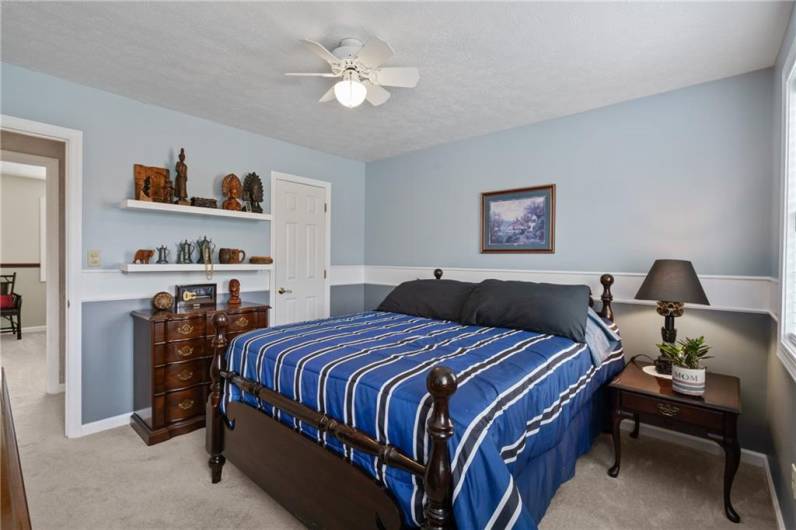 The walk-in closet offers storage galore!