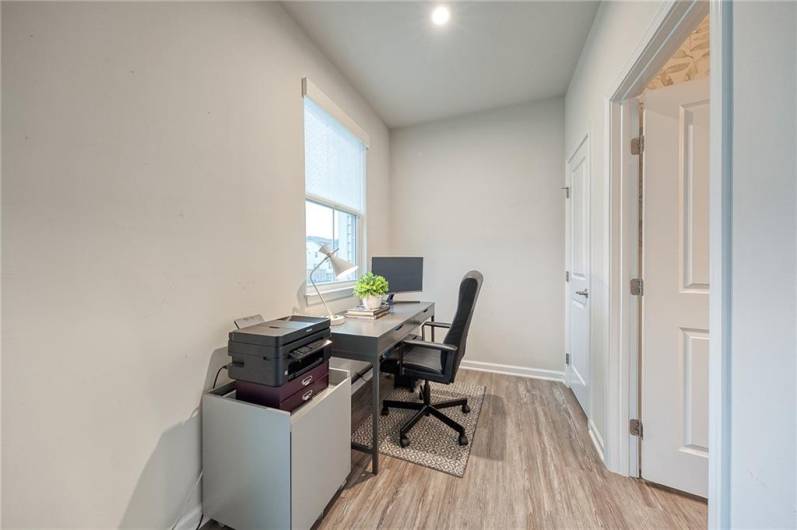 Box area for your desk off the powder room