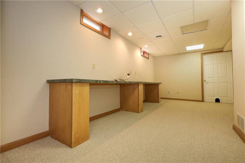 This 19x10 room in the lower level could be used as the 4th bedroom. The glass window blocks add in some natural light!
