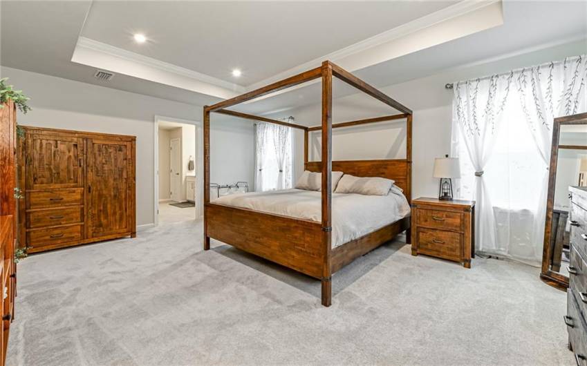 Elegant and spacious space with tray ceilings