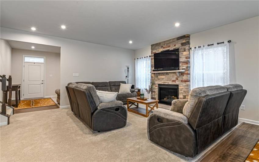 Upgraded stone fireplace