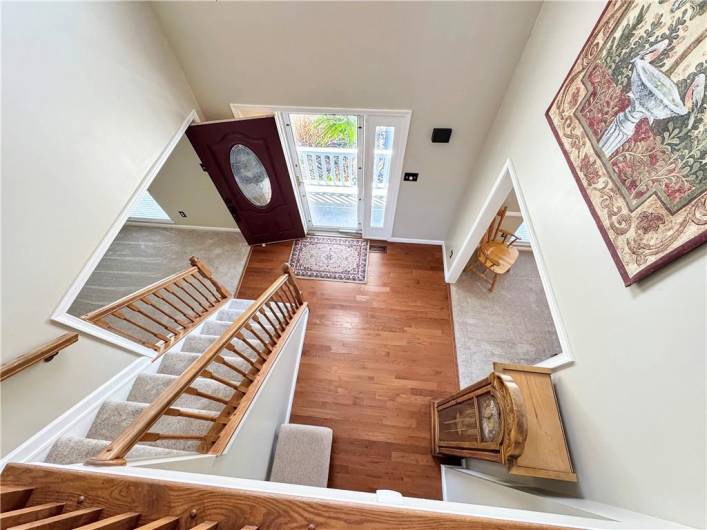 Overlooking the entry from the second floor.