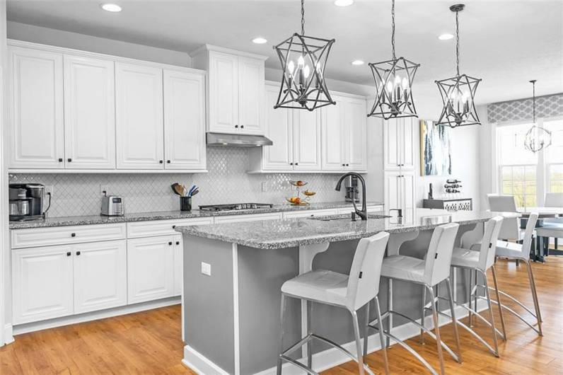 The kitchen is a cook's delight with abundant cabinet and granite counter top space, stainess appliances, pantry! (This owner added additional cabinetry and counter top space.)