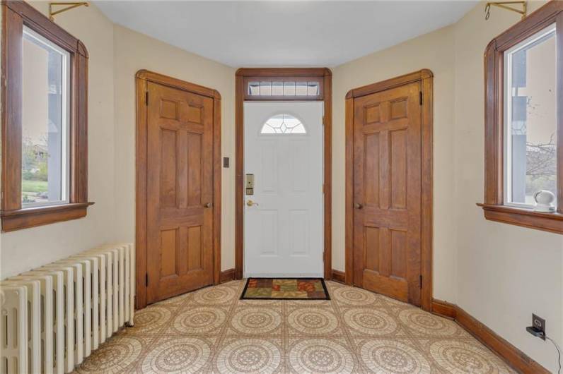 Double Coat Closets in Entry