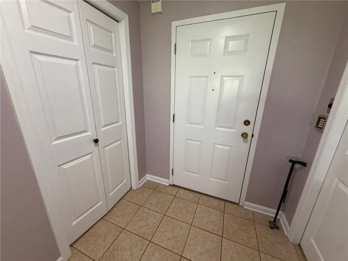 Custom tile floors in the interior entry of the condo.
