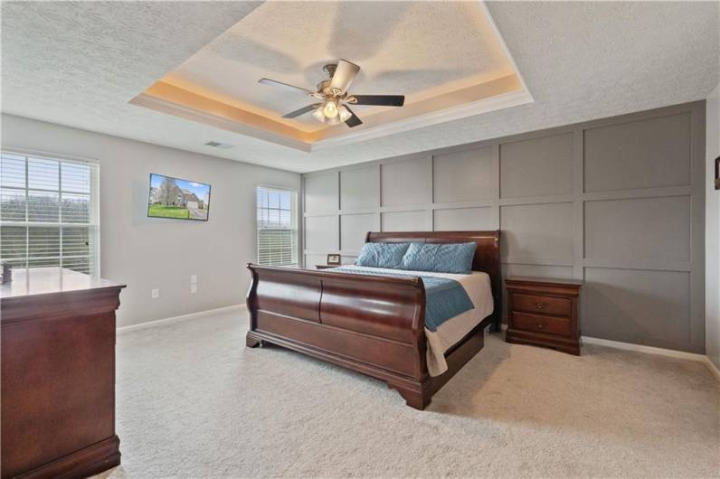 The owner's suite is SWEET w/cool accent wall...
