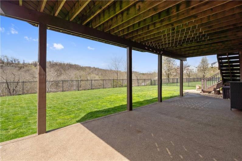 The patio below the deck is a great spot to admire how awesome this yard is...