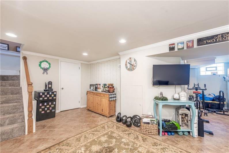 Large storage closet and spacious enough for a large sofa.