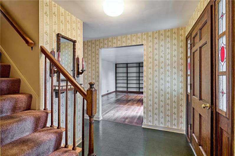Foyer of this center hall colonial. To the right of the door is the Living Room; to the left is the Master on the main floor.