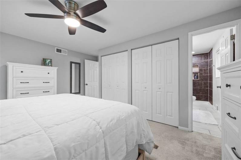 Master bath conveniently located and freshly remodeled.